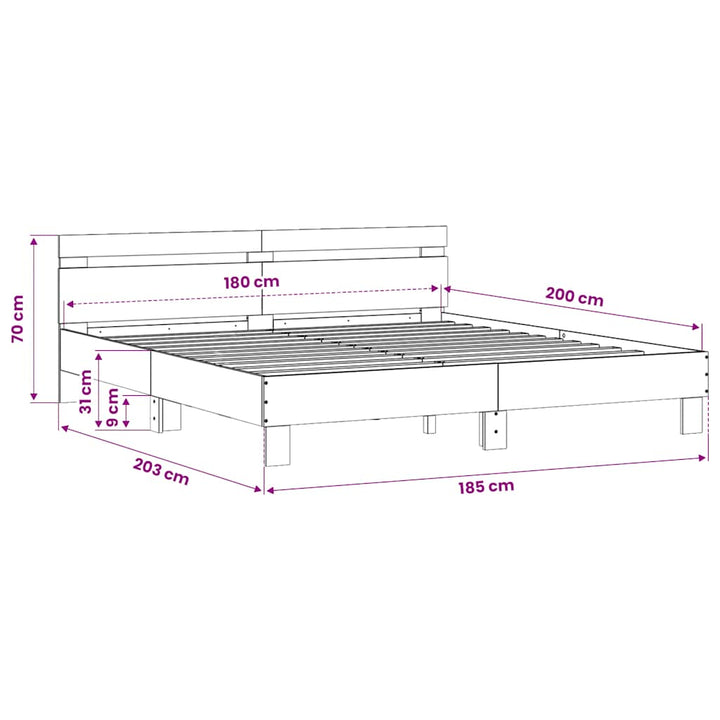 sengeramme med sengegavl 180x200 cm konstrueret træ sonoma-eg