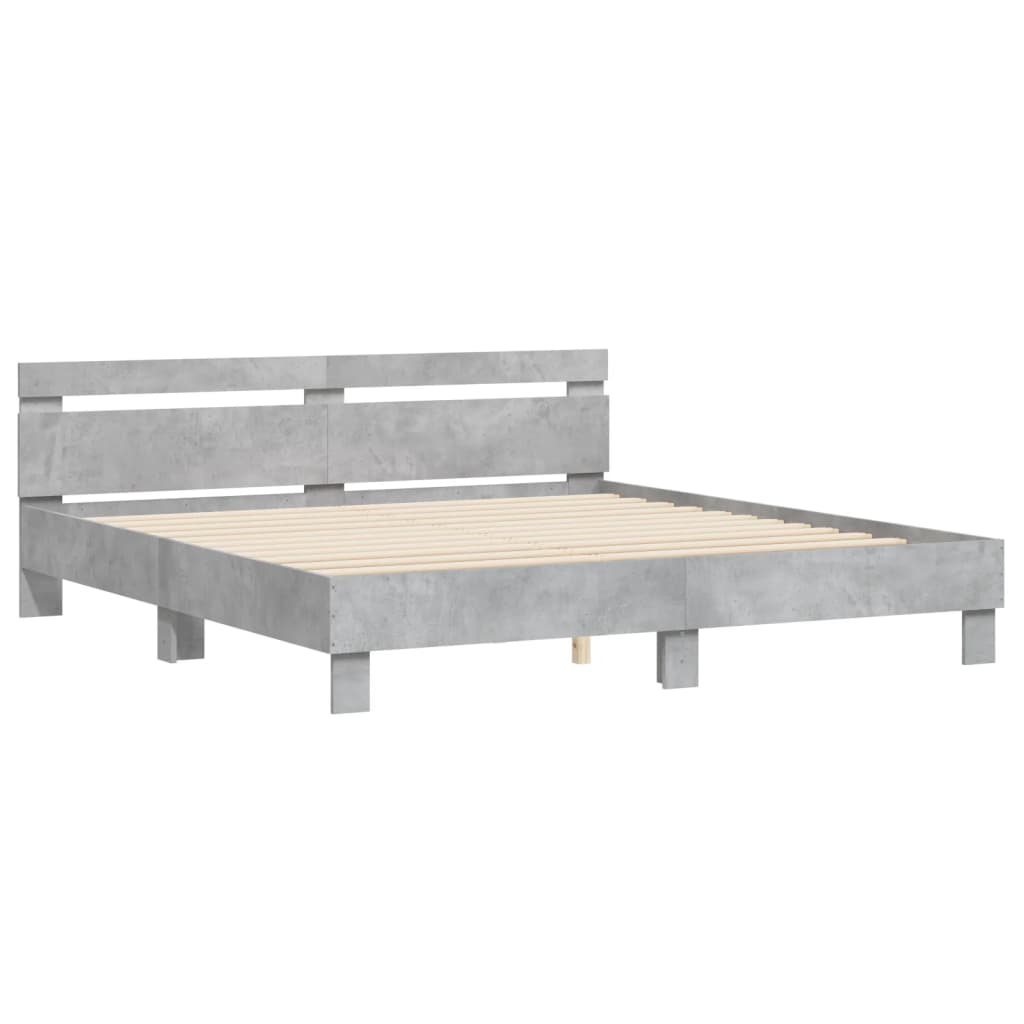 sengeramme med sengegavl 180x200 cm konstrueret træ betongrå