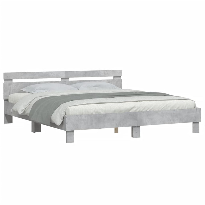 sengeramme med sengegavl 180x200 cm konstrueret træ betongrå