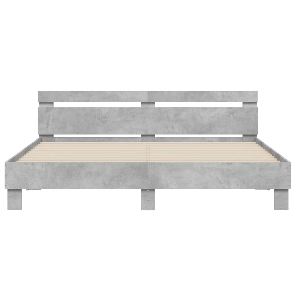 sengeramme med sengegavl 180x200 cm konstrueret træ betongrå