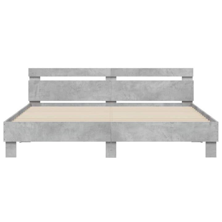 sengeramme med sengegavl 180x200 cm konstrueret træ betongrå