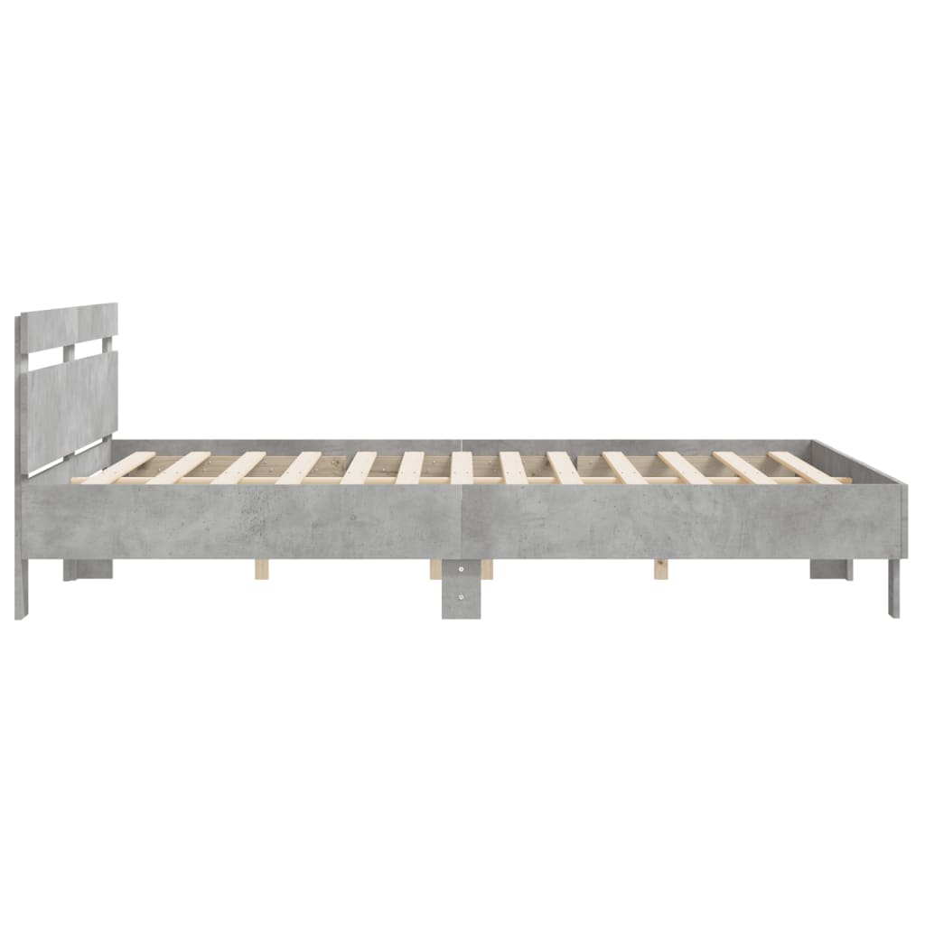 sengeramme med sengegavl 180x200 cm konstrueret træ betongrå
