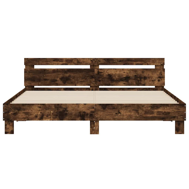 sengeramme med sengegavl 180x200 cm konstrueret træ røget eg