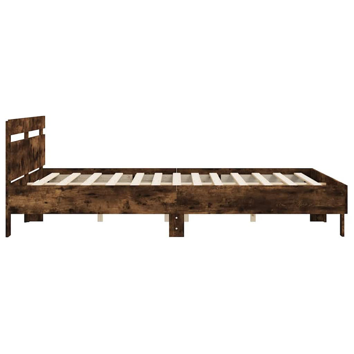 sengeramme med sengegavl 180x200 cm konstrueret træ røget eg