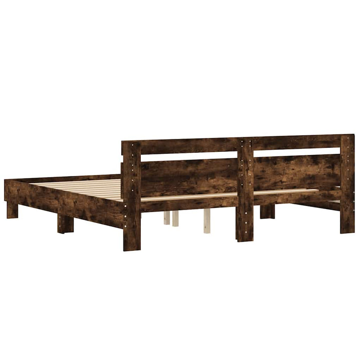 sengeramme med sengegavl 180x200 cm konstrueret træ røget eg