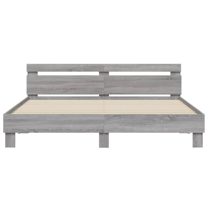 sengeramme med sengegavl 180x200 cm konstrueret træ grå sonoma