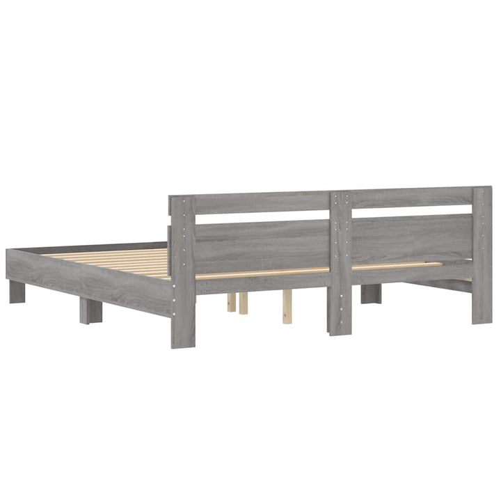 sengeramme med sengegavl 180x200 cm konstrueret træ grå sonoma