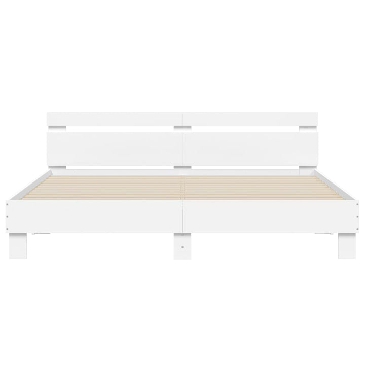 sengeramme med sengegavl 160x200 cm konstrueret træ hvid