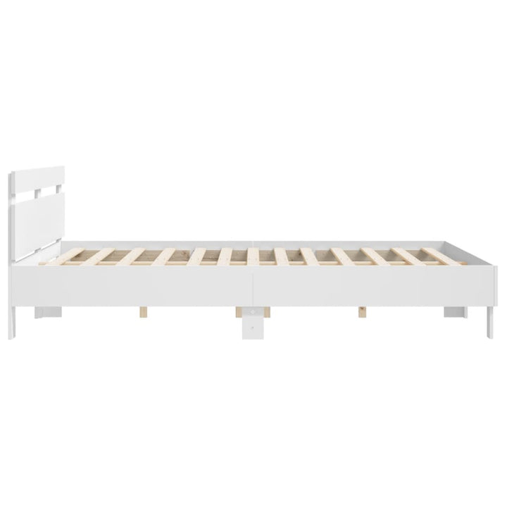 sengeramme med sengegavl 160x200 cm konstrueret træ hvid