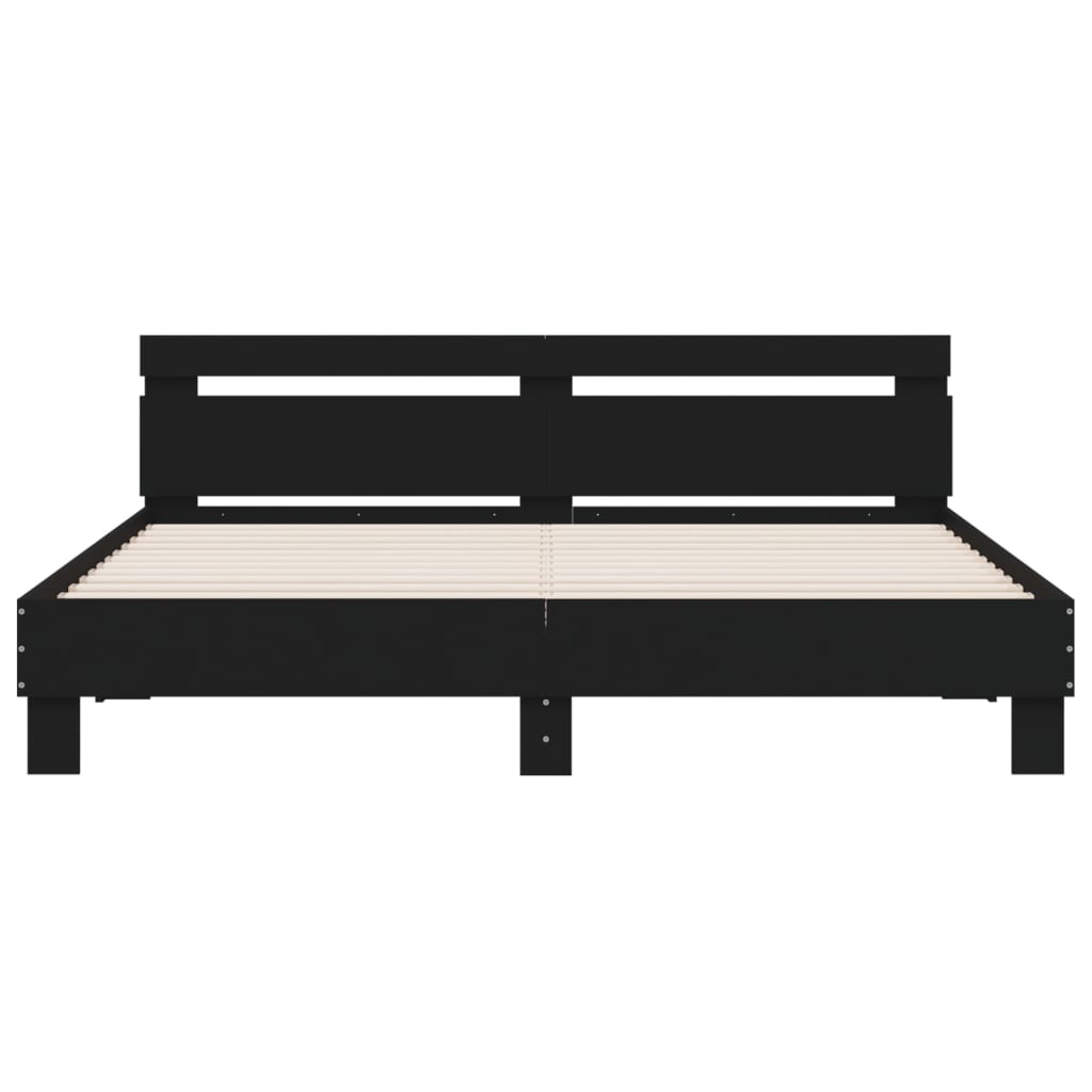 sengeramme med sengegavl 160x200 cm konstrueret træ sort