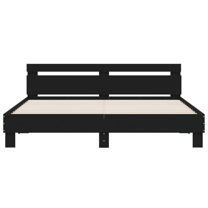 sengeramme med sengegavl 160x200 cm konstrueret træ sort