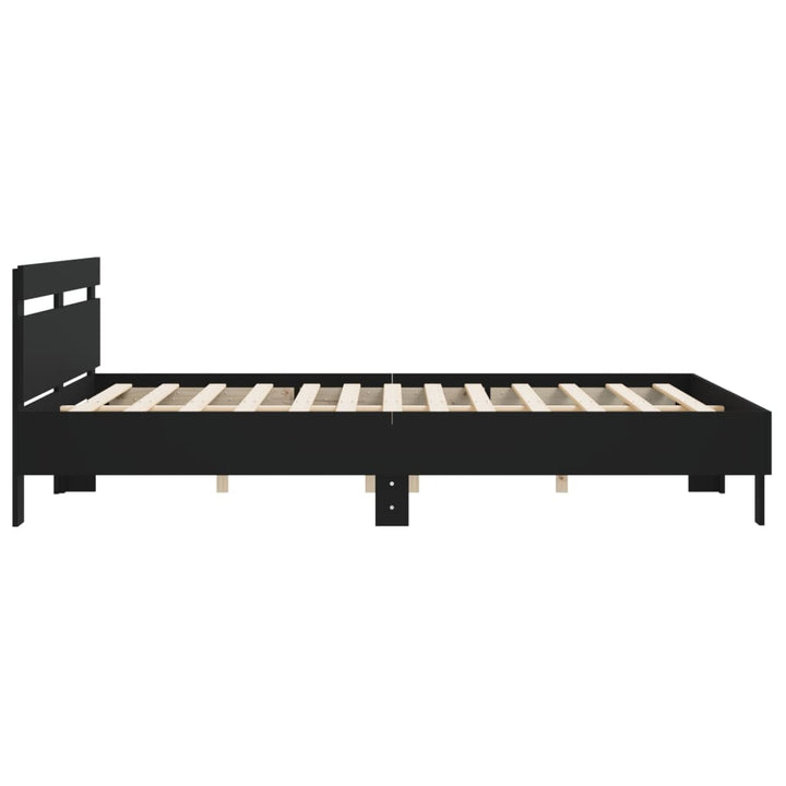 sengeramme med sengegavl 160x200 cm konstrueret træ sort