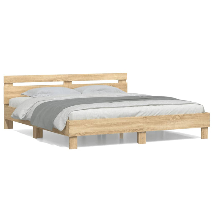 sengeramme med sengegavl 160x200 cm konstrueret træ sonoma-eg