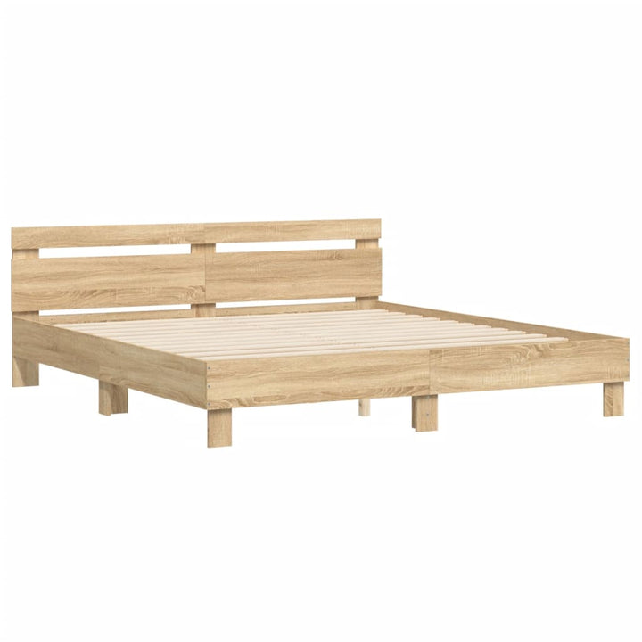 sengeramme med sengegavl 160x200 cm konstrueret træ sonoma-eg