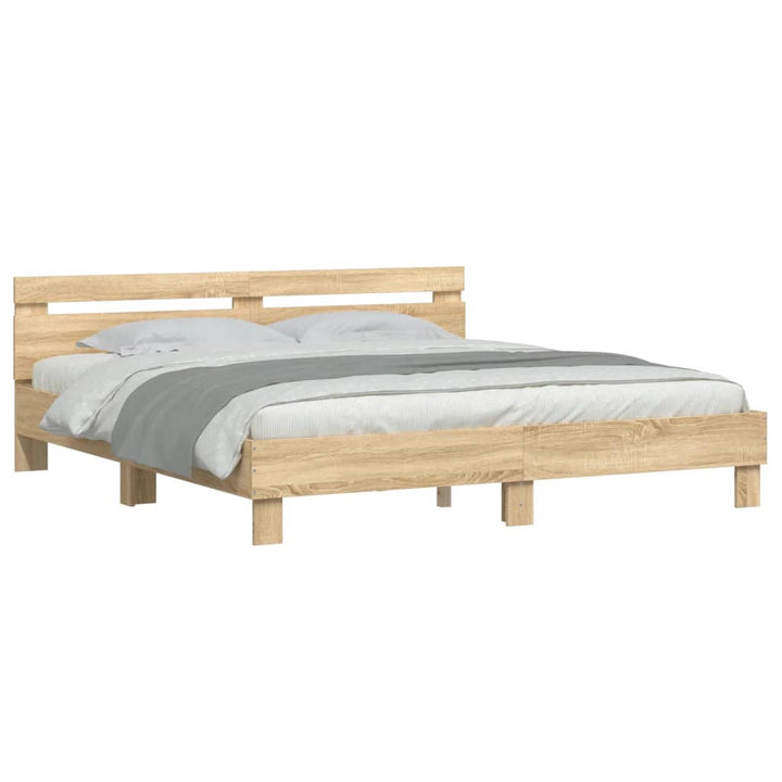 sengeramme med sengegavl 160x200 cm konstrueret træ sonoma-eg