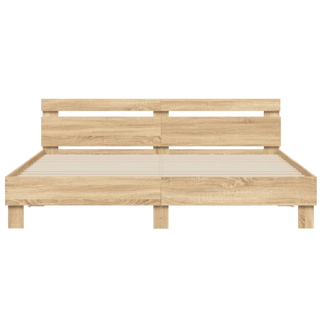 sengeramme med sengegavl 160x200 cm konstrueret træ sonoma-eg