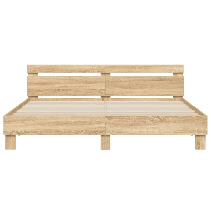 sengeramme med sengegavl 160x200 cm konstrueret træ sonoma-eg