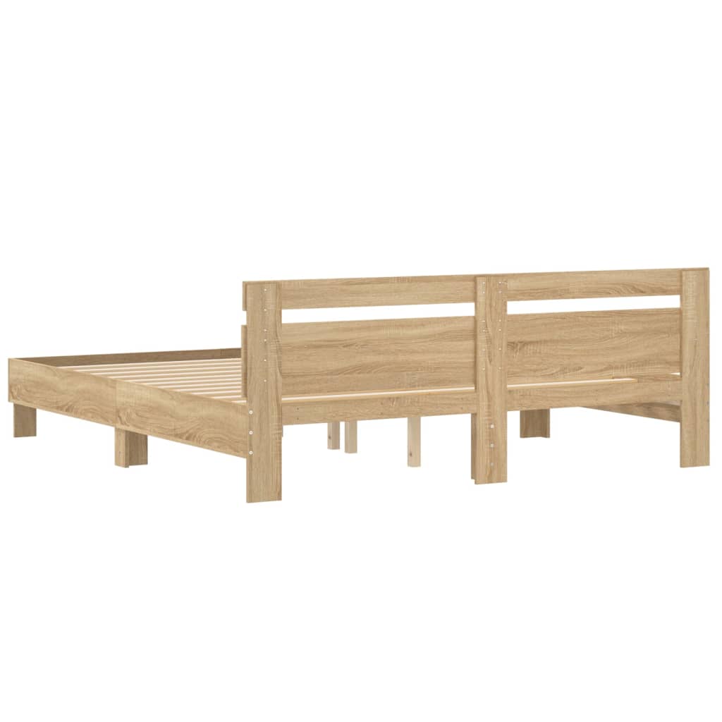 sengeramme med sengegavl 160x200 cm konstrueret træ sonoma-eg