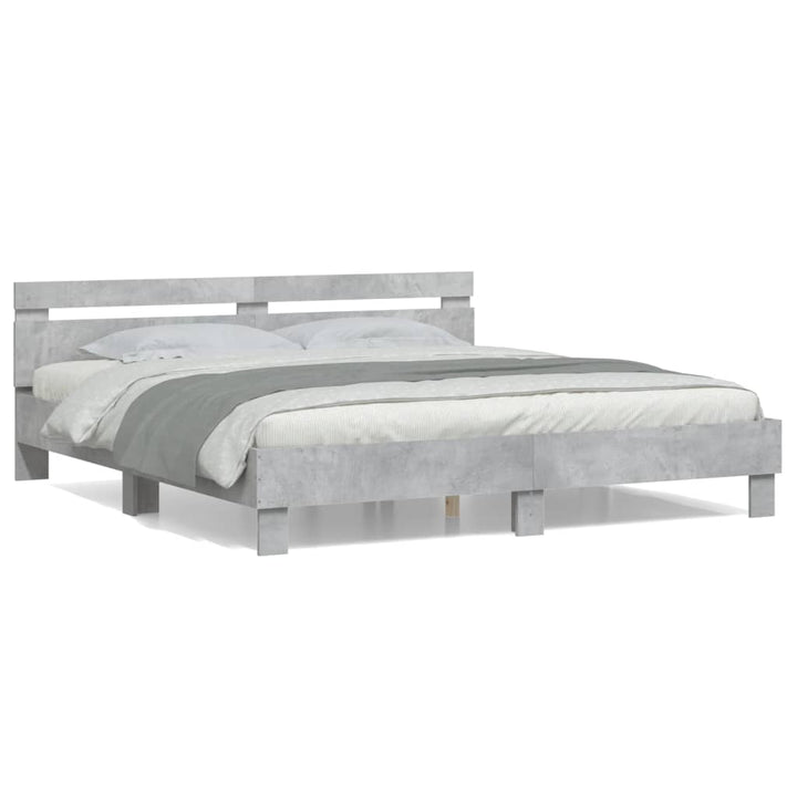 sengeramme med sengegavl 160x200 cm konstrueret træ betongrå