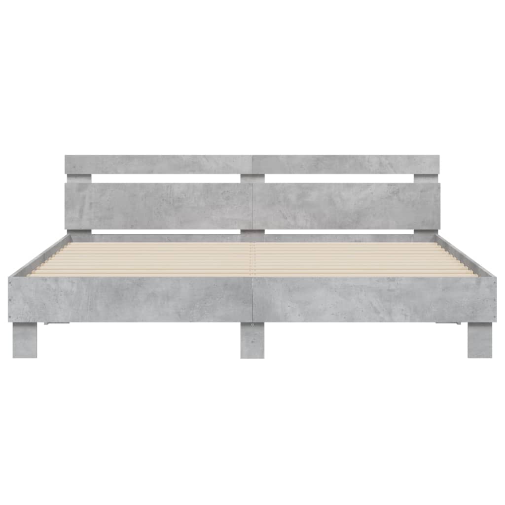 sengeramme med sengegavl 160x200 cm konstrueret træ betongrå
