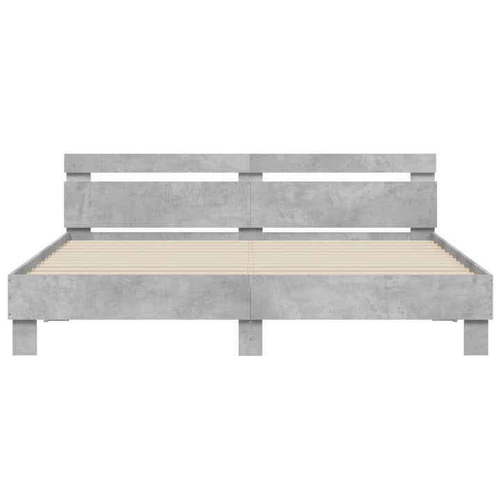 sengeramme med sengegavl 160x200 cm konstrueret træ betongrå