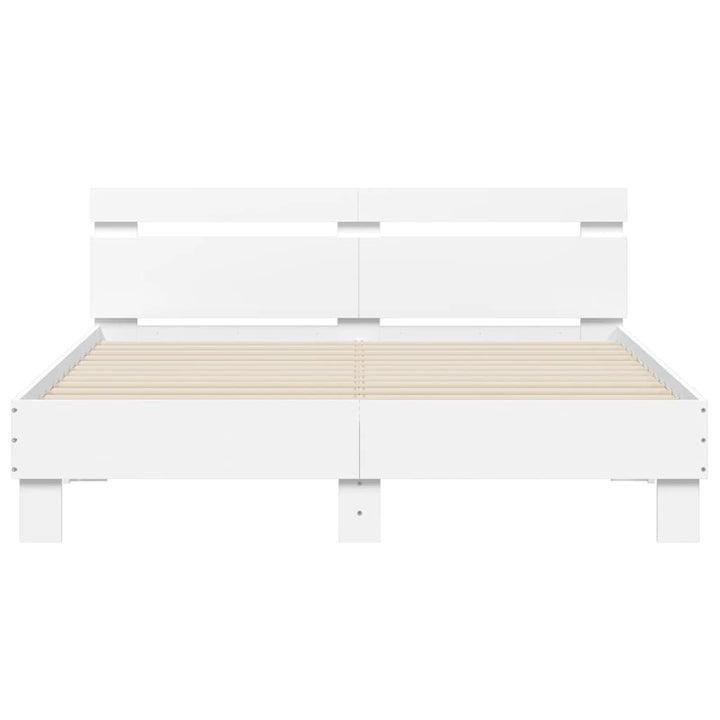 sengeramme med sengegavl 150x200 cm konstrueret træ hvid