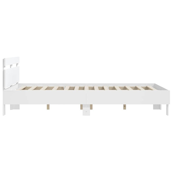 sengeramme med sengegavl 150x200 cm konstrueret træ hvid