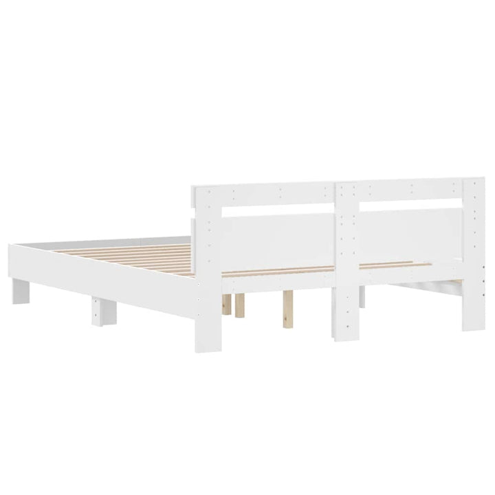 sengeramme med sengegavl 150x200 cm konstrueret træ hvid