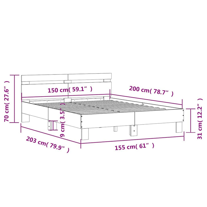 sengeramme med sengegavl 150x200 cm konstrueret træ hvid