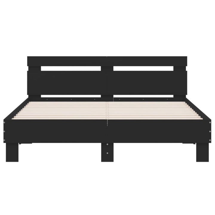 sengeramme med sengegavl 150x200 cm konstrueret træ sort