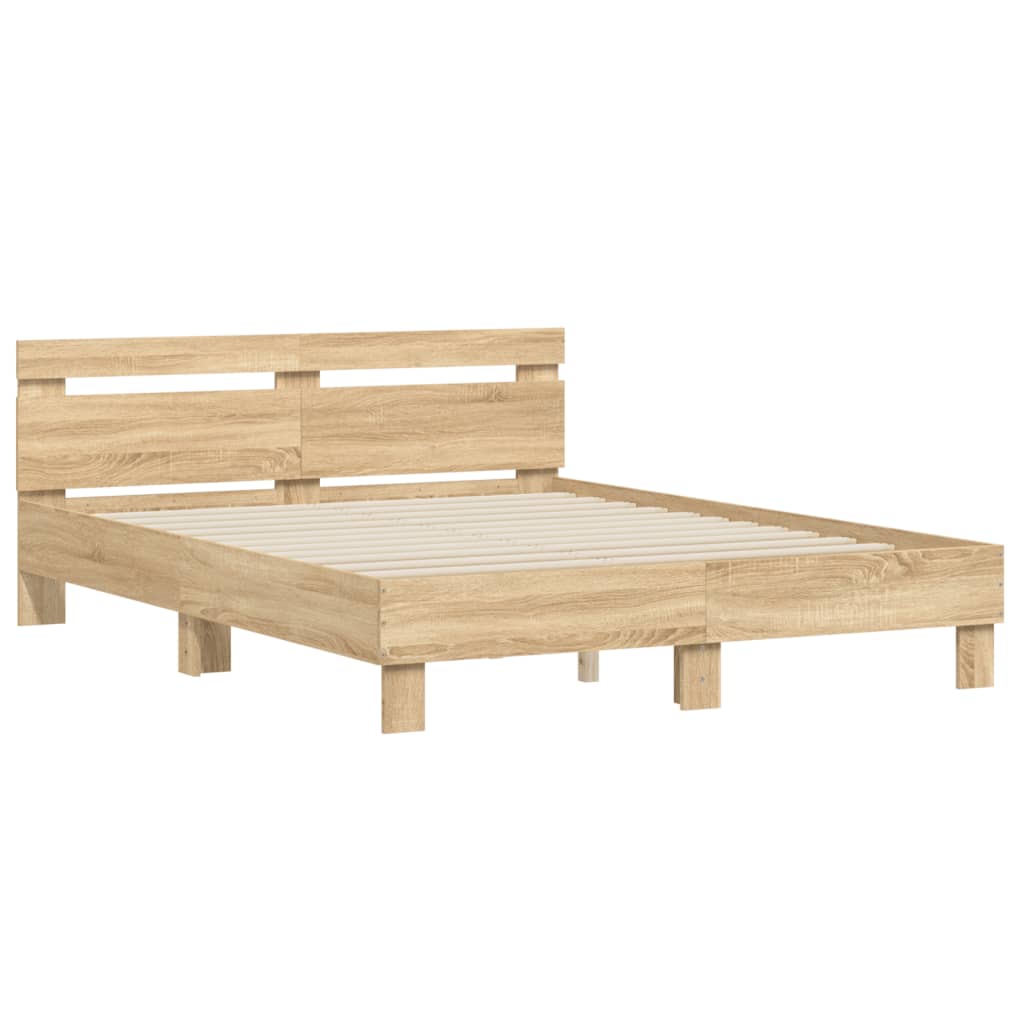 sengeramme med sengegavl 150x200 cm konstrueret træ sonoma-eg