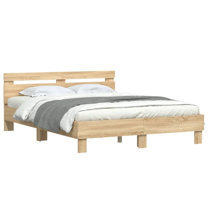 sengeramme med sengegavl 150x200 cm konstrueret træ sonoma-eg