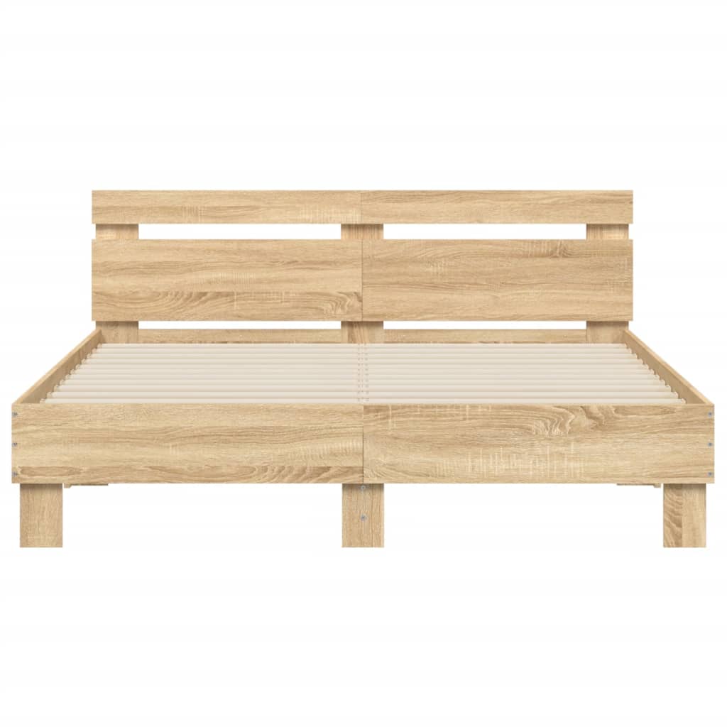 sengeramme med sengegavl 150x200 cm konstrueret træ sonoma-eg