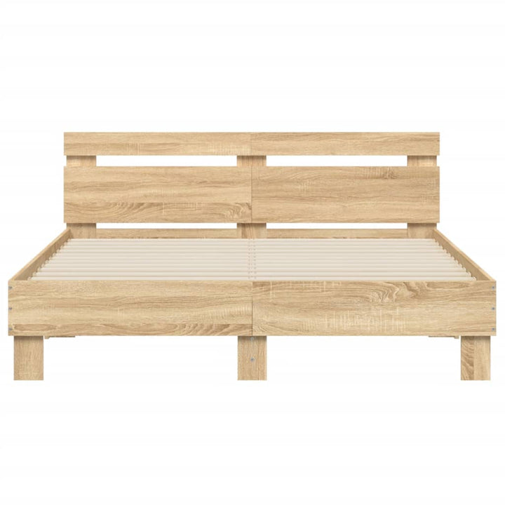 sengeramme med sengegavl 150x200 cm konstrueret træ sonoma-eg