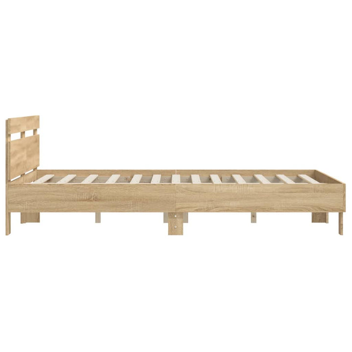 sengeramme med sengegavl 150x200 cm konstrueret træ sonoma-eg