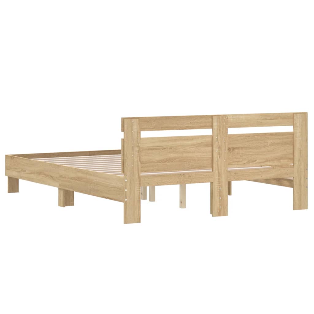 sengeramme med sengegavl 150x200 cm konstrueret træ sonoma-eg