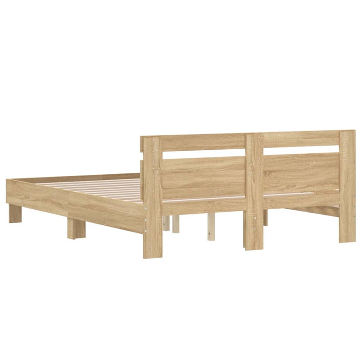 sengeramme med sengegavl 150x200 cm konstrueret træ sonoma-eg