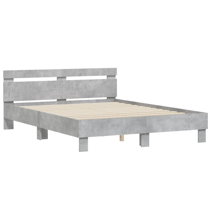 sengeramme med sengegavl 150x200 cm konstrueret træ betongrå