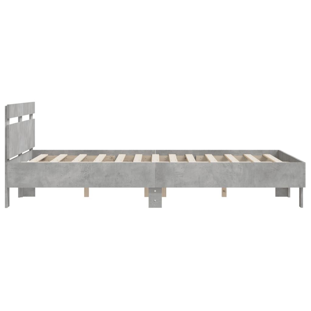 sengeramme med sengegavl 150x200 cm konstrueret træ betongrå