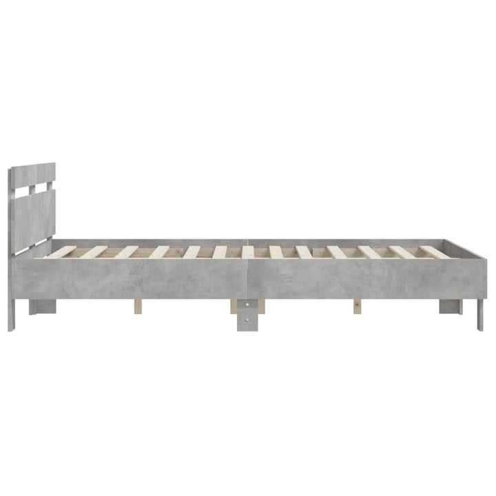 sengeramme med sengegavl 150x200 cm konstrueret træ betongrå