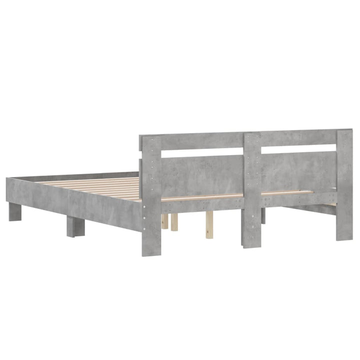 sengeramme med sengegavl 150x200 cm konstrueret træ betongrå