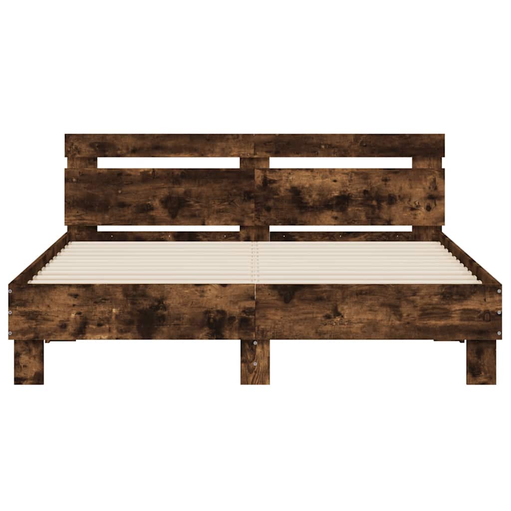 sengeramme med sengegavl 150x200 cm konstrueret træ røget eg