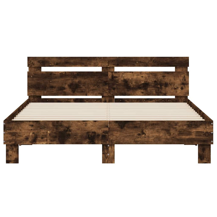 sengeramme med sengegavl 150x200 cm konstrueret træ røget eg