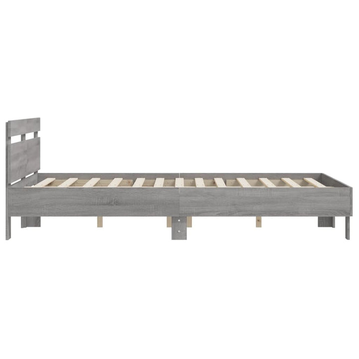 sengeramme med sengegavl 150x200 cm konstrueret træ grå sonoma