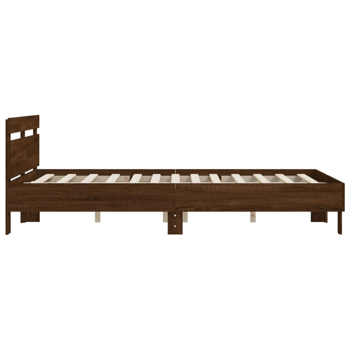 sengeramme med sengegavl 150x200 cm konstrueret træ brunt eg