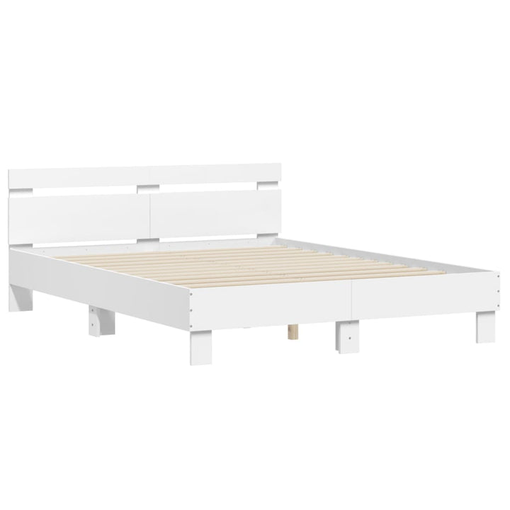 sengeramme med sengegavl 140x200 cm konstrueret træ hvid