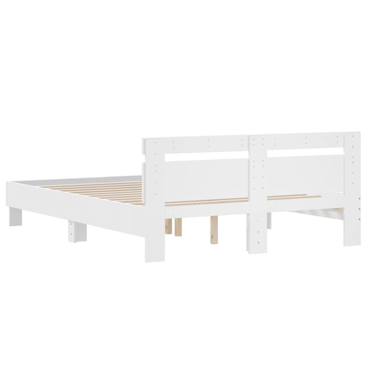 sengeramme med sengegavl 140x200 cm konstrueret træ hvid
