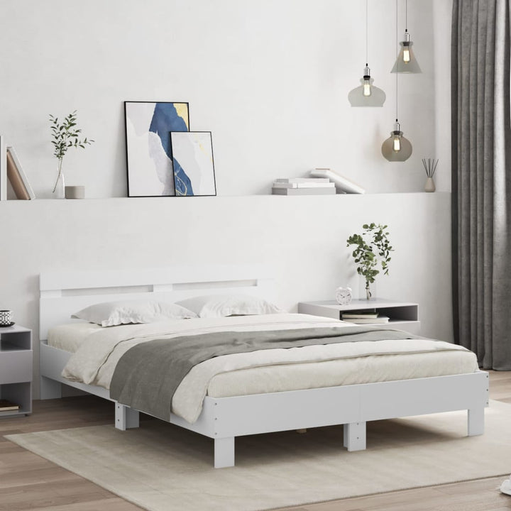 sengeramme med sengegavl 140x200 cm konstrueret træ hvid