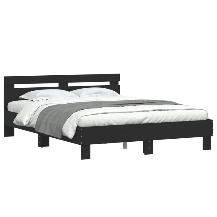 sengeramme med sengegavl 140x200 cm konstrueret træ sort