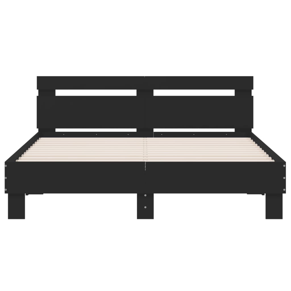 sengeramme med sengegavl 140x200 cm konstrueret træ sort